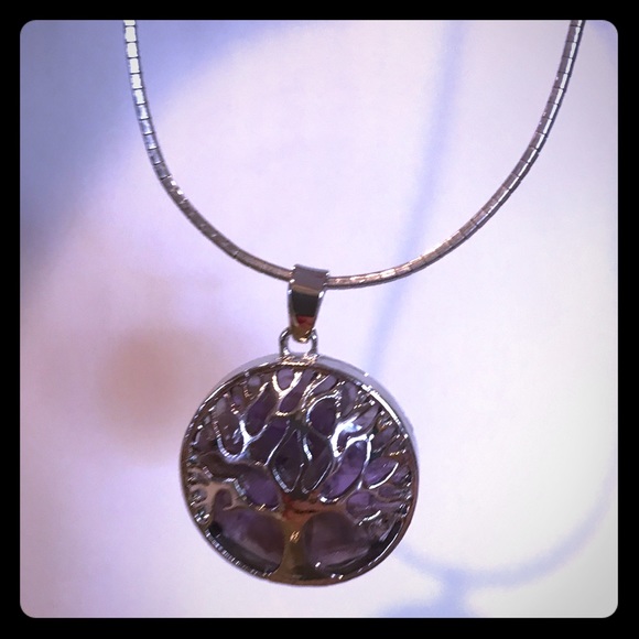 Jewelry - Amethyst Pendant Tree of Life Genuine Stone